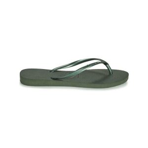 Klapki damskie Havaianas Slim. Zielone klapki Havaianas, bez wzorów, bez obcasa. Za 198,50 zł.