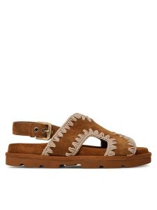 Mou Sandały Low bio sandal MU.SW631006A Brązowy. Brązowe sandały Mou, bez wzorów, ze skóry, bez obcasa, na płaskiej podeszwie, bez zapięcia. Za 479,99 zł.