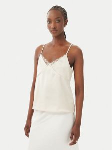 ONLY Top Faraya 15380254 Beżowy Regular Fit. Brązowe topy ONLY, xl, bez wzorów, z syntetyku, bez kołnierzyka, bez ramiączek. Za 99,99 zł.