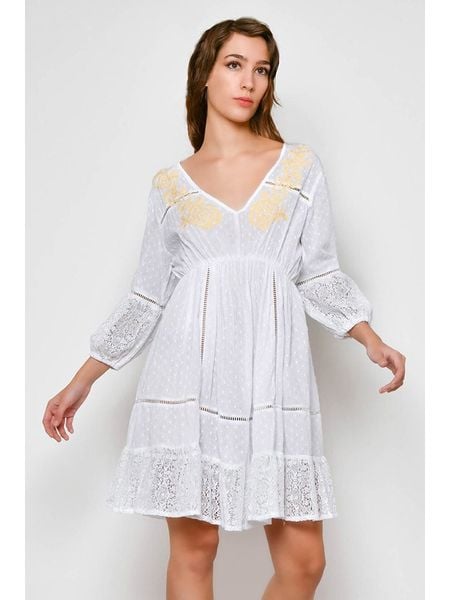 Tarifa Sukienka w kolorze białym rozmiar: XL. Białe sukienki Tarifa, xl, bez wzorów, z bawełny, bez kołnierzyka, bez ramiączek, mini. Za 65,54 zł.