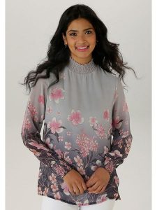Aniston Bluzka w kolorze szaro-jasnoróżowym rozmiar: 44. Szare bluzki Aniston, bez wzorów, bez kołnierzyka, bez ramiączek. Za 65,54 zł.