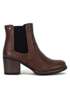 Clara Barson Botki CEO-WS15221-02 Brązowy. Brązowe botki Clara Barson, bez wzorów, z materiału, bez obcasa, na słupku, bez zapięcia. Za 149,99 zł.