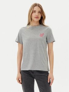 Pieces T-Shirt Maria 17155082 Szary Relaxed Fit. Szare t-shirty Pieces, xl, bez wzorów, z bawełny, bez kołnierzyka, bez ramiączek. Za 99,99 zł.