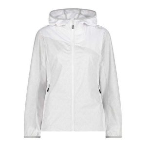 Kurtka przeciwdeszczowa z kapturem damska z nadrukiem CMP. Białe kurtki CMP, l, bez wzorów, z kapturem. Za 382,50 zł.