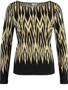 Gerry Weber Koszulka w kolorze czarno-żółto-kremowym rozmiar: 36. Brązowe bluzki Gerry Weber, bez wzorów, bez kołnierzyka, bez ramiączek. Za 114,71 zł.