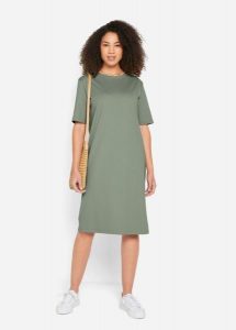 Sukienka T-shirtowa oversized (2 szt.), z czystej bawełny. Niebieskie sukienki bonprix, bez wzorów, z bawełny, bez kołnierzyka, bez ramiączek. Za 94,99 zł.