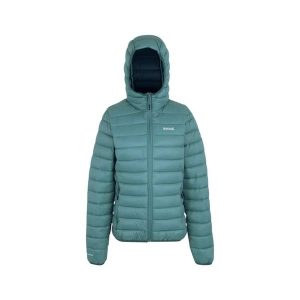 Damska kurtka z kapturem Regatta Marizion. Niebieskie kurtki Regatta, bez wzorów, z puchu, z kapturem. Za 358,35 zł.