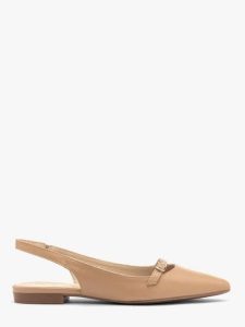 Beżowe baleriny slingback. Brązowe balerinki Ryłko, bez wzorów, z gumy, bez obcasa, na płaskiej podeszwie, bez zapięcia. Za 329,99 zł.