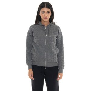 Leone 1947 Braid Damen, Bluza z geflochtenem Stoff, Kapuze, Reißverschluss. Szare bluzy LEONE 1947 APPAREL, bez wzorów, z bawełny, bez kaptura. W wyprzedaży za 191,56 zł.