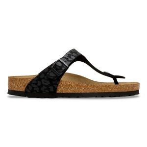 Birkenstock Gizeh SYN Leo Black Japonki damskie. Czarne klapki Birkenstock, bez wzorów, bez obcasa. Za 399,99 zł.