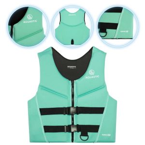 Kamizelka asekuracyjna AQUASTIC Omni 50N neoprenowa. Zielone kamizelki AQUASTIC, m, bez wzorów, z neoprenu, bez kołnierzyka, bez ramiączek, bez kaptura. Za 249,99 zł.