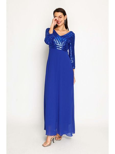 ASSUILI Sukienka w kolorze niebieskim rozmiar: 40. Niebieskie sukienki Assuili, bez wzorów, klasyczne, bez kołnierzyka, bez ramiączek, maxi. Za 239,86 zł.