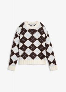 Sweter w norweski wzór. Niebieskie swetry klasyczne bonprix, z dzianiny, bez kołnierzyka. Za 169,99 zł.