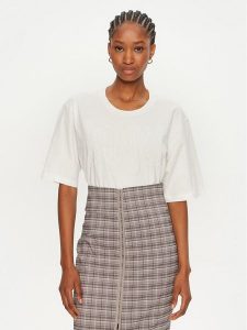 PINKO T-Shirt Scanner 101704 A23W Biały Relaxed Fit. Białe t-shirty Pinko, xs, bez wzorów, z bawełny, bez kołnierzyka, bez ramiączek. Za 279,99 zł.