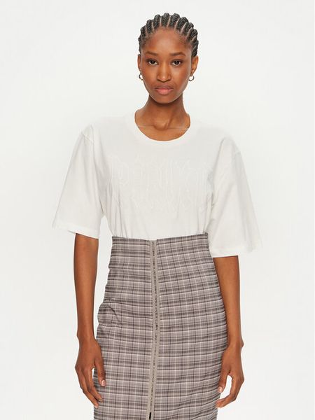 PINKO T-Shirt Scanner 101704 A23W Biały Relaxed Fit. Białe t-shirty Pinko, xs, bez wzorów, z bawełny, bez kołnierzyka, bez ramiączek. Za 279,99 zł.