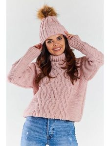 Awama Czapka w kolorze jasnoróżowym rozmiar: onesize. Różowe czapki Awama, bez wzorów, z materiału. Za 99,99 zł.