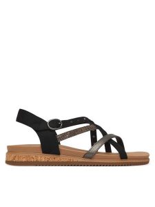 Skechers Sandały Desert Kiss Low 114713/BLK Czarny. Czarne sandały Skechers, bez wzorów, ze skóry, bez obcasa, na płaskiej podeszwie, bez zapięcia. Za 229,99 zł.