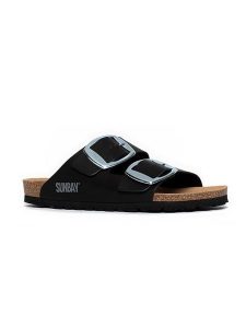 Sunbay Klapki "Trefle" w kolorze czarnym rozmiar: 40. Czarne klapki Sunbay, bez wzorów, z otwartym noskiem, bez obcasa. Za 159,95 zł.
