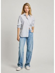Pepe Jeans Koszula "Clever" w kolorze błękitno-białym rozmiar: L. Niebieskie koszule Pepe Jeans, l, bez wzorów, z bawełny, bez kołnierzyka, bez ramiączek. Za 193,24 zł.