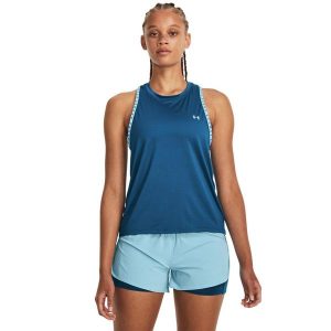 Top treningowy damski lekki Under Armour 1379434. Niebieskie topy Under Armour, bez wzorów, bez kołnierzyka, bez ramiączek. Za 169,99 zł.