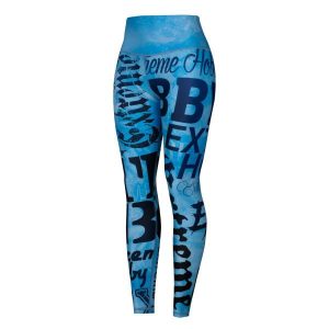 Legginsy sportowe damskie z wysokim stanem EXTREME HOBBY LETTERS. Niebieskie legginsy EXTREME HOBBY, bez wzorów, z elastanu, z podwyższonym stanem. Za 229,00 zł.