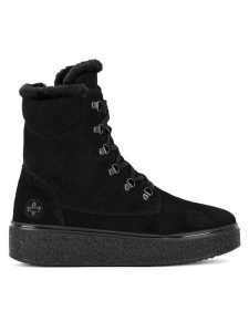 Rieker Trzewiki 78800-00 Czarny. Czarne botki Rieker, bez wzorów, ze skóry, bez obcasa, na płaskiej podeszwie, bez zapięcia. Za 367,00 zł.