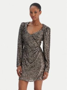 Rinascimento Sukienka koktajlowa CFC0126602003 Srebrny Slim Fit. Szare sukienki Rinascimento, xl, bez wzorów, z syntetyku, wizytowe, bez kołnierzyka, bez ramiączek. Za 619,99 zł.