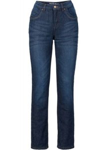 Dżinsy Straight high waist, termiczne. Niebieskie jeansy bonprix, bez wzorów, z jeansu, z podwyższonym stanem. Za 249,99 zł.
