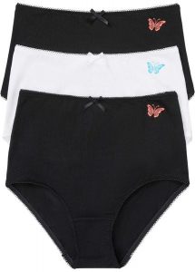 Figi z wysoką talią z bawełną organiczną (3 pary). Czarne figi bonprix, bez wzorów, z bawełny. Za 59,99 zł.