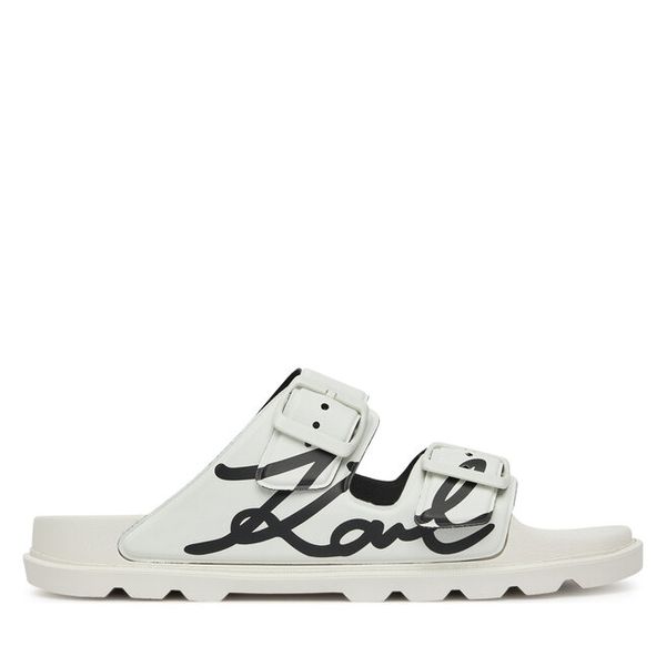 Klapki KARL LAGERFELD. Białe klapki KARL LAGERFELD, bez wzorów, bez obcasa. Za 419,99 zł.