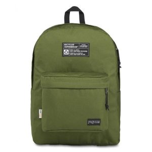 Plecak sportowy szkolny JanSport Recycled Superbreak JS0A4NW254G. Zielone plecaki Jansport. Za 49,99 zł.