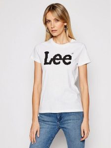 Lee T-Shirt Logo Tee L42UER12 112109470 Biały Regular Fit. Białe t-shirty Lee, l, bez wzorów, z bawełny, bez kołnierzyka, bez ramiączek. Za 79,99 zł.