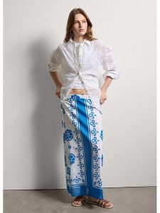 STEFANEL Spódnica w kolorze niebiesko-białym rozmiar: XS. Niebieskie spódnice Stefanel, na co dzień, xs, bez wzorów, z bawełny, maxi. Za 173,99 zł.