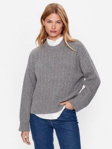 Tommy Hilfiger Sweter WW0WW39003 Szary Oversize. Szare swetry klasyczne TOMMY HILFIGER, xl, z syntetyku, bez kołnierzyka. Za 581,99 zł.