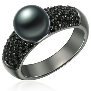 Valero Pearls Pierścionek z perłą srebro wysokiej próby Cyrkonia Perła hodowlana słodkowodna czarny Pierścionki 1 ct Damski. Czarne pierścionki Valero Pearls, z cyrkonią, srebrne. Za 359,99 zł.