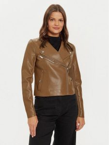 Vero Moda Kurtka z imitacji skóry Riley 10302441 Brązowy Slim Fit. Brązowe kurtki Vero Moda, m, bez wzorów, ze skóry, bez kaptura. Za 149,99 zł.