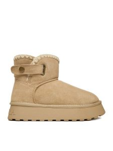 Badura Śniegowce EO-ANGELA-TS6296-01 Beżowy. Brązowe buty zimowe Badura, ze skóry, bez obcasa, bez zapięcia. Za 279,99 zł.