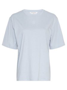MOSS COPENHAGEN Koszulka w kolorze błękitnym rozmiar: XS/S. Niebieskie bluzki Moss Copenhagen, s, bez wzorów, z bawełny, bez kołnierzyka, bez ramiączek. Za 96,95 zł.