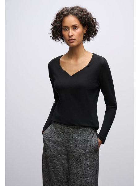 Street One Koszulka w kolorze czarnym rozmiar: 34. Czarne bluzki Street One, bez wzorów, z bawełny, street, bez kołnierzyka, bez ramiączek. Za 82,83 zł.