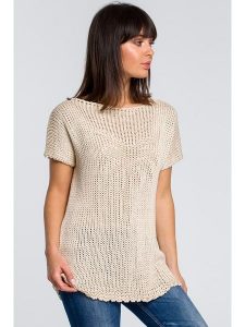 Be Wear Sweter w kolorze beżowym rozmiar: onesize. Brązowe swetry oversize Be Wear, bez wzorów, ze splotem, bez ramiączek. Za 83,42 zł.