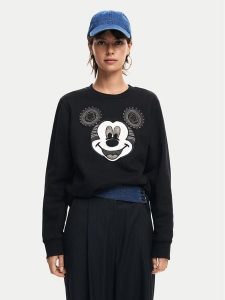 Desigual Bluza Mickey Yeah! 24WWSK10 Czarny Regular Fit. Czarne bluzy Desigual, m, bez wzorów, z bawełny, bez kaptura. Za 379,99 zł.