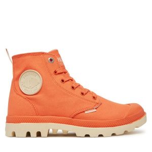 Trapery Palladium. Brązowe buty zimowe Palladium, bez obcasa, bez zapięcia. Za 229,99 zł.