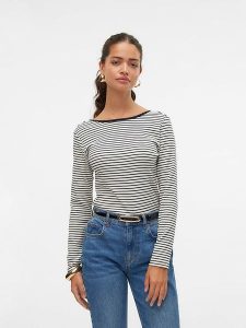 Vero Moda Koszulka w kolorze biało-czarnym rozmiar: XL. Białe bluzki Vero Moda, xl, bez wzorów, bez kołnierzyka, bez ramiączek. Za 41,69 zł.