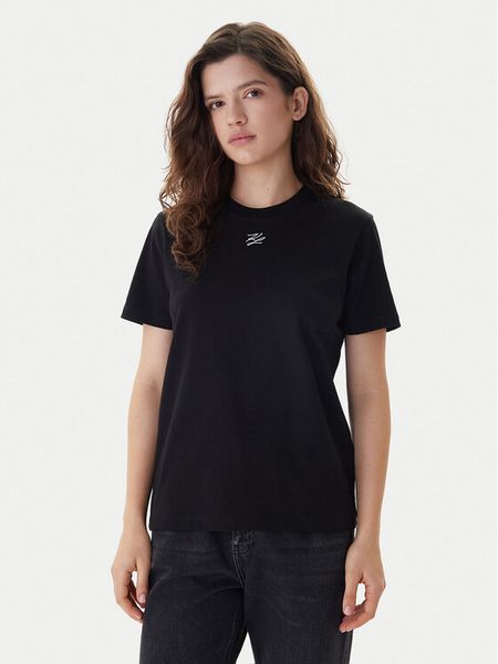 KARL LAGERFELD T-Shirt B1W17091 Czarny Regular Fit. Czarne t-shirty KARL LAGERFELD, l, bez wzorów, z bawełny, bez kołnierzyka, bez ramiączek. Za 220,99 zł.