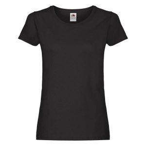 Oryginalna Bawełniana Koszulka Dla Kobiet. Czarne bluzki FRUIT OF THE LOOM, xl, bez wzorów, z bawełny, sportowe, bez kołnierzyka, bez ramiączek. Za 32,99 zł.