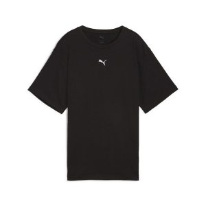 Damska koszulka o luźnym kroju ESS PUMA Black. Białe bluzki Puma, bez wzorów, sportowe, bez kołnierzyka, bez ramiączek. Za 190,00 zł.