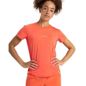 Koszulka z krótkim rękawem dla Kobiety BOLD MOVES 2.0 Pomarańczowy. Brązowe koszulki sportowe Roxy, bez wzorów, z elastanu, bez ramiączek. Za 179,99 zł.