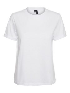 Vero Moda Koszulka "Paula" w kolorze białym rozmiar: XL. Białe bluzki Vero Moda, xl, bez wzorów, z bawełny, bez kołnierzyka, bez ramiączek. Za 52,55 zł.