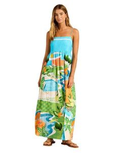 Seafolly Sukienka w kolorze turkusowo-zielonym rozmiar: L. Niebieskie sukienki Seafolly, na co dzień, l, bez wzorów, bez kołnierzyka, bez ramiączek, maxi, proste. Za 271,67 zł.