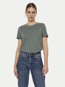 Vero Moda T-Shirt Paula 10243889 Zielony Regular Fit. Zielone t-shirty Vero Moda, xs, bez wzorów, z bawełny, bez kołnierzyka, bez ramiączek. Za 49,99 zł.